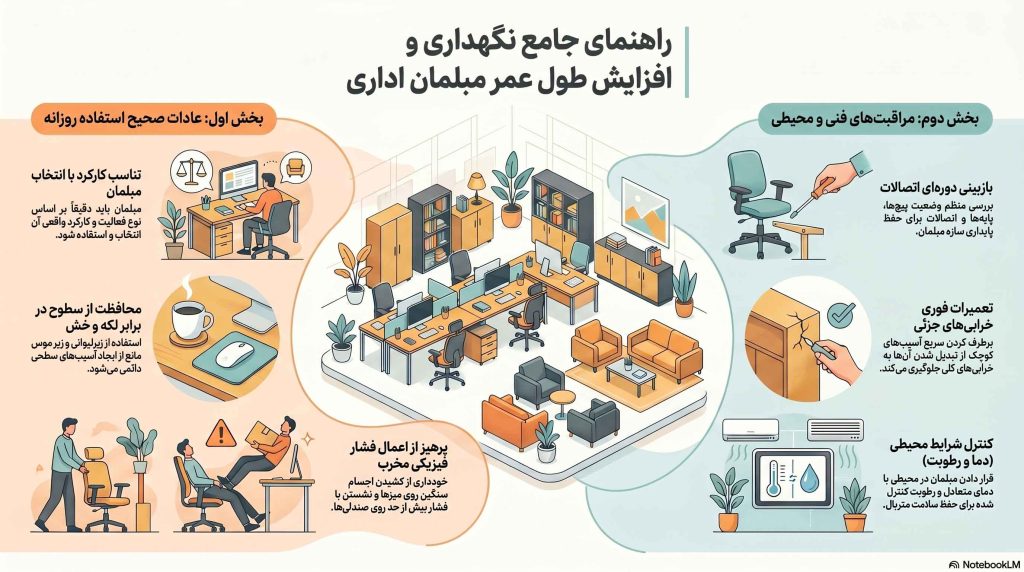 نکات مهم برای نگهداری طولانی مدت و  افزایش عمر مبلمان اداری